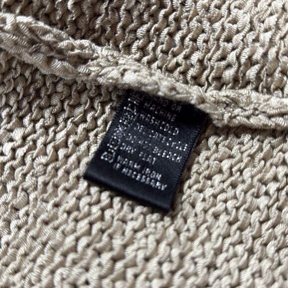 August Silk Collared Short Sleeve Knit Tunic Top Beige M - Picture 12 of 13